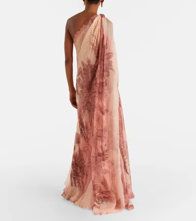 Johanna Ortiz Printed Silk Lamé Gown In Pink