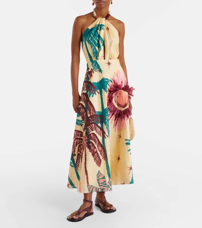 Johanna Ortiz Floral Linen Midi Dress In Multi