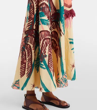 Johanna Ortiz Floral Linen Midi Dress In Multi