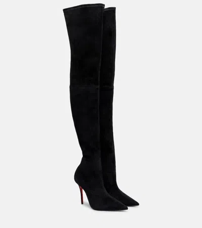 Christian Louboutin Miss Z 100 Suede Over-the-knee Boots In Black