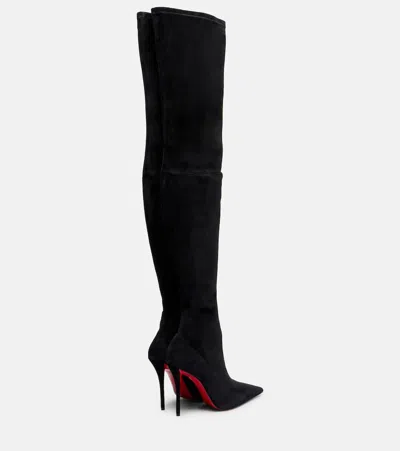 Christian Louboutin Miss Z 100 Suede Over-the-knee Boots In Black