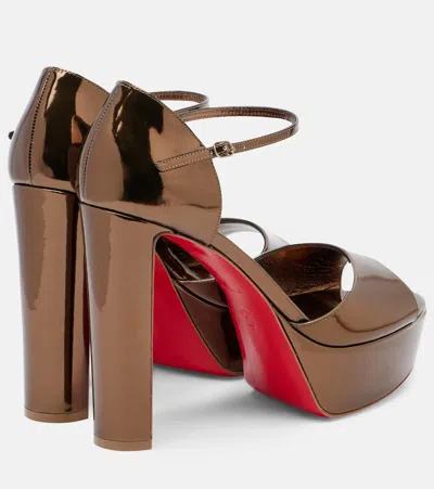 Christian Louboutin Sandaloo 130 Leather Platform Sandals In Brown