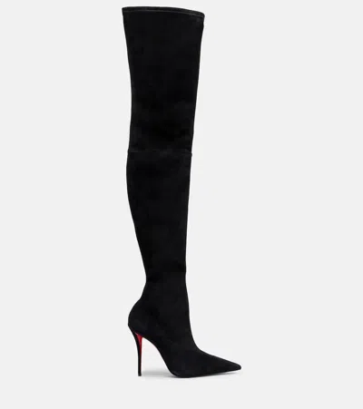Christian Louboutin Miss Z 100 Suede Over-the-knee Boots In Black