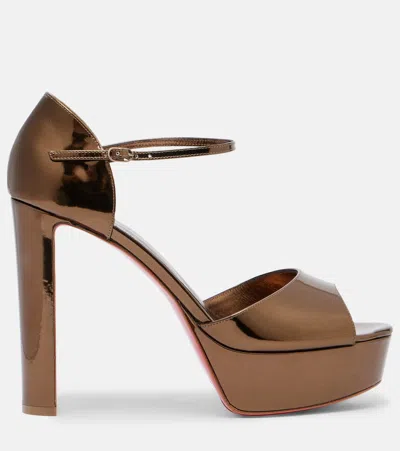 Christian Louboutin Sandaloo 130 Leather Platform Sandals In Brown