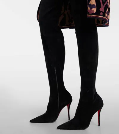 Christian Louboutin Miss Z 100 Suede Over-the-knee Boots In Black