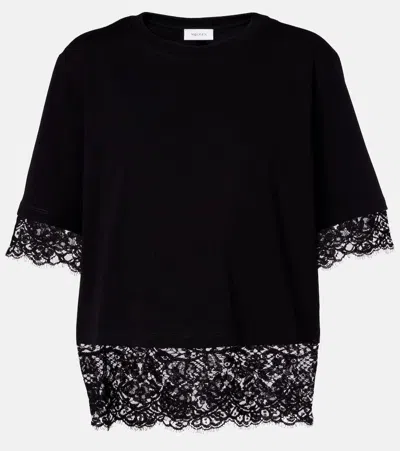 Alexander Mcqueen Cotton Lace T-shirt In Black