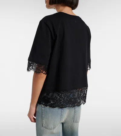 Alexander Mcqueen Cotton Lace T-shirt In Black