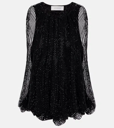Sportmax Embellished Mesh And Jersey Top In Black
