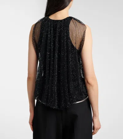 Sportmax Embellished Mesh And Jersey Top In Black