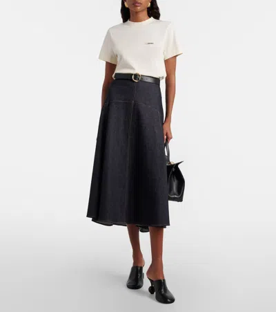 Jacquemus Le Grosgrain Light Beige Cotton T-shirt In Animal Print