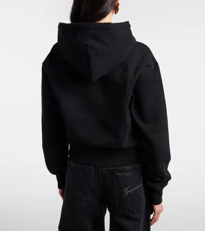 Jacquemus Logo Cotton Jersey Hoodie In Black