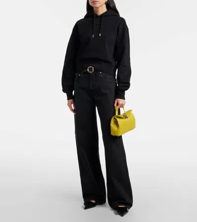 Jacquemus Logo Cotton Jersey Hoodie In Black