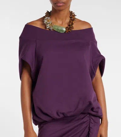 Dries Van Noten Cocoon Cotton Jersey Sweatshirt In Purple