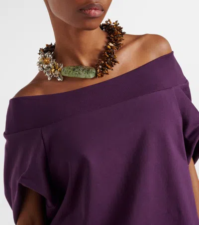 Dries Van Noten Cocoon Cotton Jersey Sweatshirt In Purple