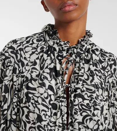 Dries Van Noten Tailored Black Shirt With Structured Collar And Button-down Front In Multi