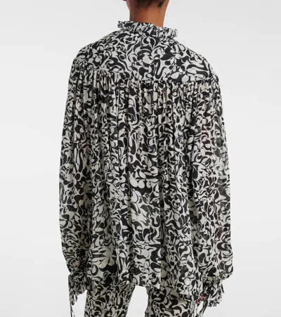 Dries Van Noten Tailored Black Shirt With Structured Collar And Button-down Front In Multi