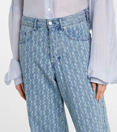 Dries Van Noten Printed Wide-leg Jeans In Blue