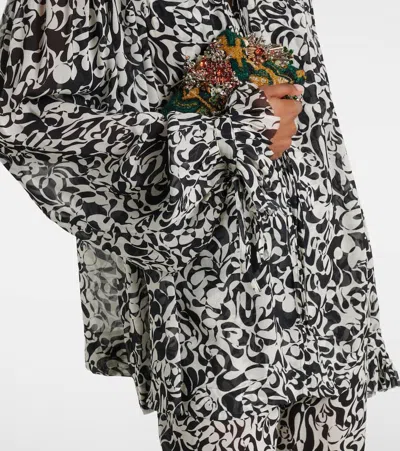 Dries Van Noten Tailored Black Shirt With Structured Collar And Button-down Front In Multi