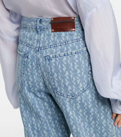 Dries Van Noten Printed Wide-leg Jeans In Blue