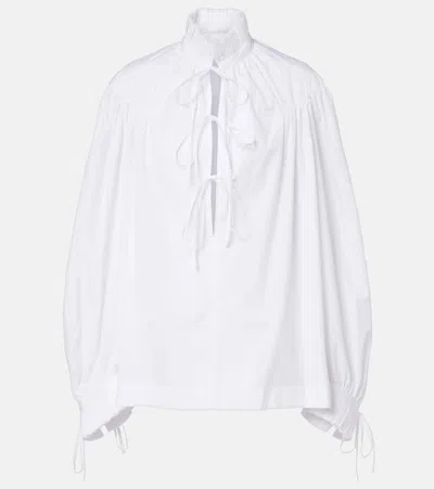 Dries Van Noten Ruffled Cotton Blouse In White