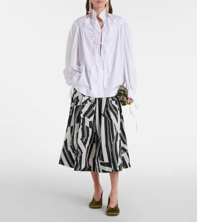 Dries Van Noten Ruffled Cotton Blouse In White