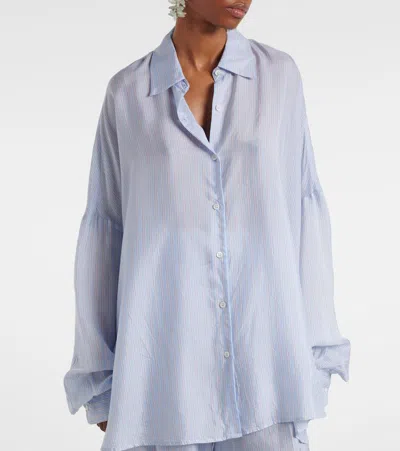 Dries Van Noten Striped Oversized Shirt In Blue