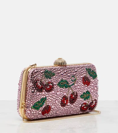 Valentino Garavani  Garavani Carry Secrets Minaudiere With Cherryfic Rhinestone Motif Woman In Pink
