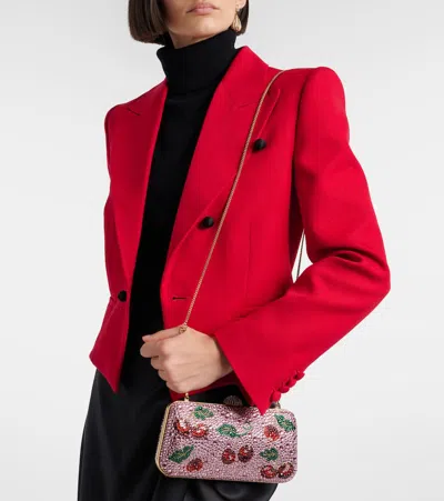 Valentino Garavani  Garavani Carry Secrets Minaudiere With Cherryfic Rhinestone Motif Woman In Pink