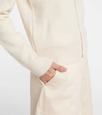 Moncler Hooded Wool And Cashmere Zip-up Cardigan In White