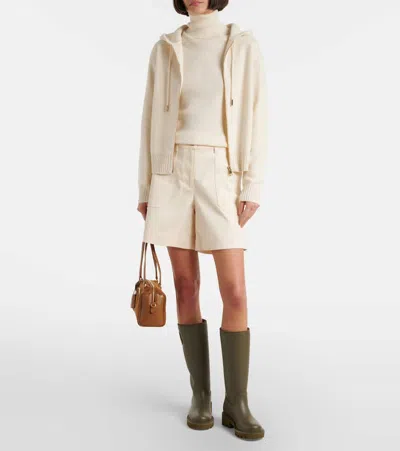 Moncler Hooded Wool And Cashmere Zip-up Cardigan In White