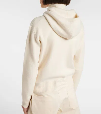 Moncler Hooded Wool And Cashmere Zip-up Cardigan In White