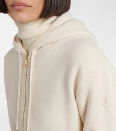 Moncler Hooded Wool And Cashmere Zip-up Cardigan In White