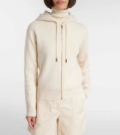 Moncler Hooded Wool And Cashmere Zip-up Cardigan In White