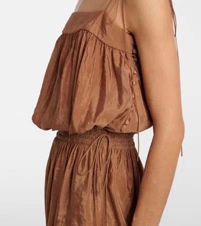 Saint Laurent Jersey Midi Dress In Brown