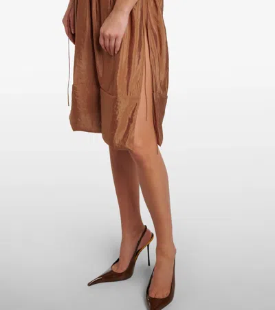 Saint Laurent Jersey Midi Dress In Brown