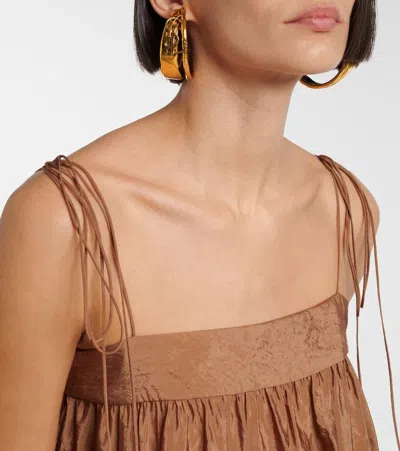 Saint Laurent Jersey Midi Dress In Brown