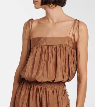 Saint Laurent Jersey Midi Dress In Brown