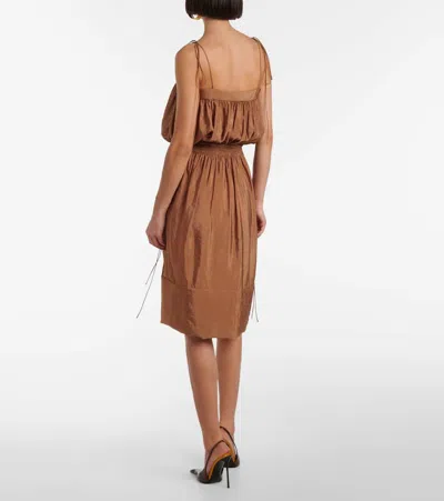 Saint Laurent Jersey Midi Dress In Brown