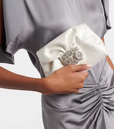 Roger Vivier Efflorescence Micro Sequined Clutch In White