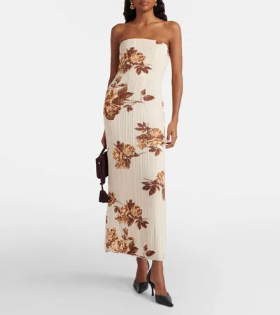 Magda Butrym Floral Ribbed-knit Maxi Dress In Gray