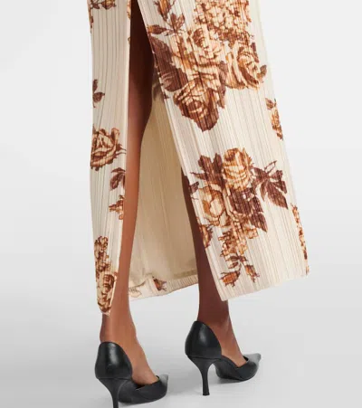 Magda Butrym Floral Ribbed-knit Maxi Dress In Gray