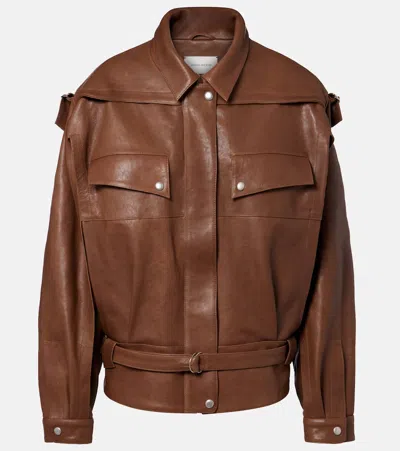 Magda Butrym Oversized Leather Jacket In Brown