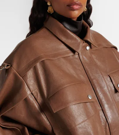 Magda Butrym Oversized Leather Jacket In Brown