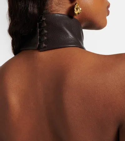 Magda Butrym Halterneck Leather Top In Brown