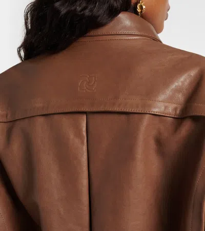 Magda Butrym Oversized Leather Jacket In Brown