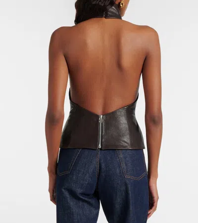 Magda Butrym Halterneck Leather Top In Brown