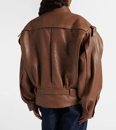 Magda Butrym Oversized Leather Jacket In Brown