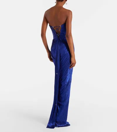 Maria Lucia Hohan Stephanie Silk Tulle Bustier Gown In Blue