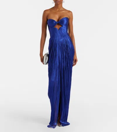 Maria Lucia Hohan Stephanie Silk Tulle Bustier Gown In Blue