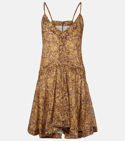 Isabel Marant Étoile Danielle Floral Cotton Voile Minidress In Brown